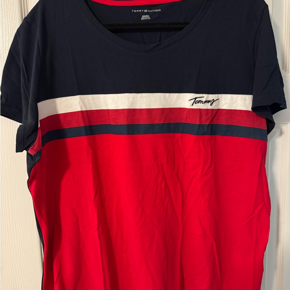 Tommy Hilfiger Red and Blue Short Sleeve Tees